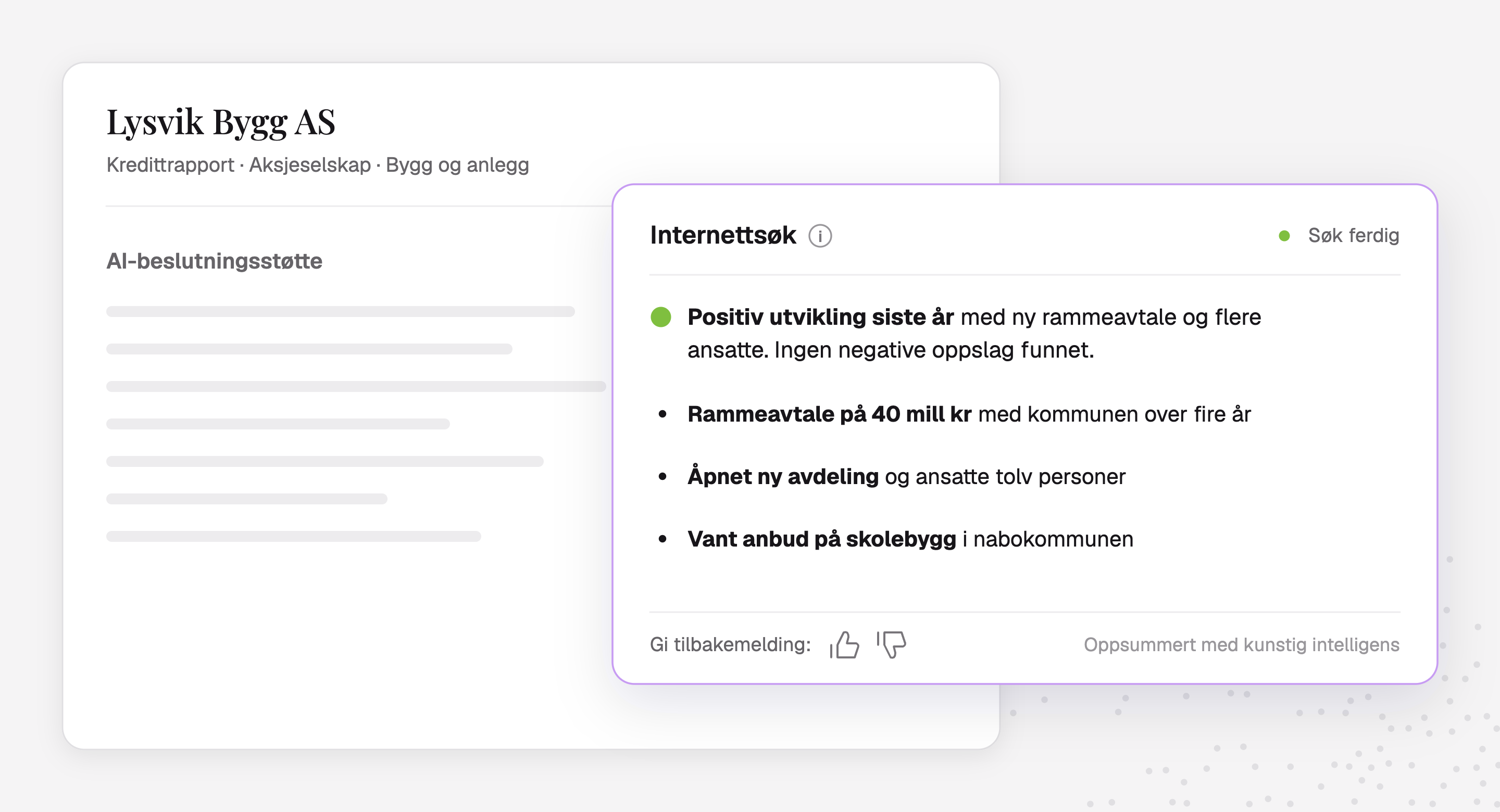 Internettsøk i kredittrapporten: en kort vurdering med de viktigste funnene og lenke til hver kilde